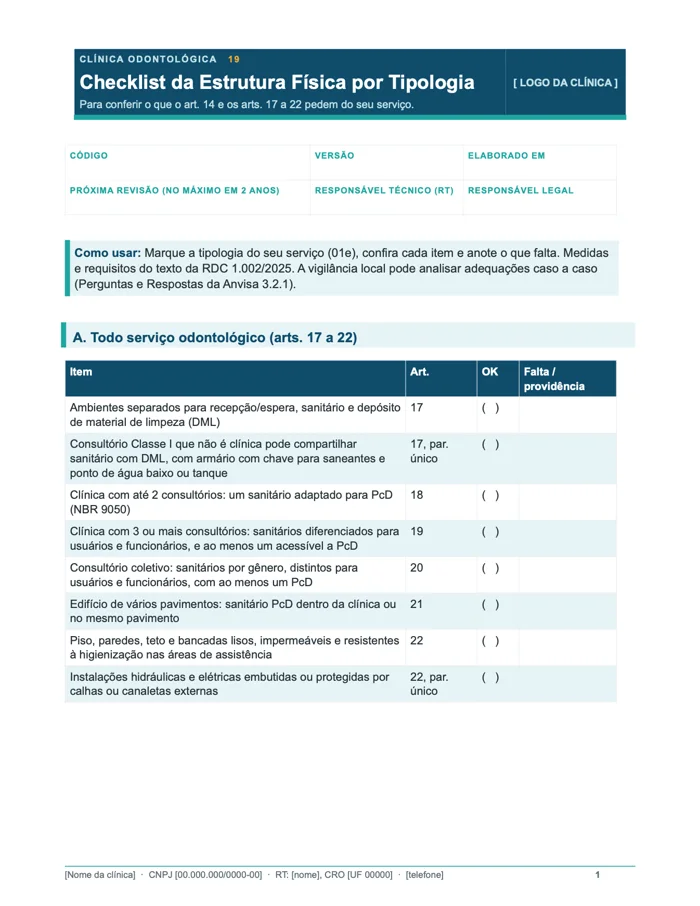 Checklist da estrutura física por tipologia (Word)